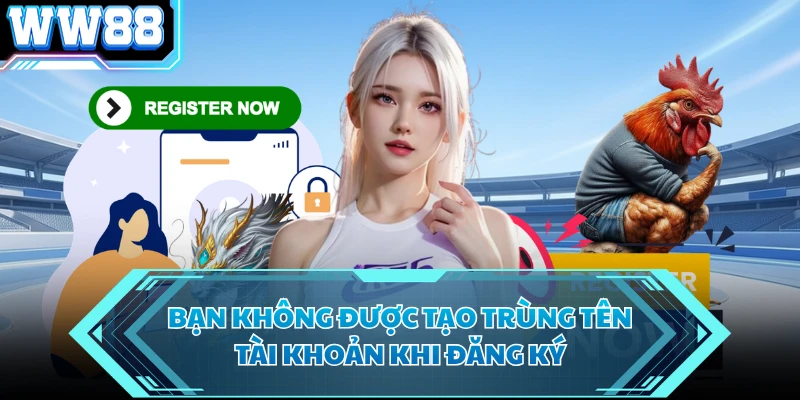 Bạn không được tạo trùng tên tài khoản khi đăng ký